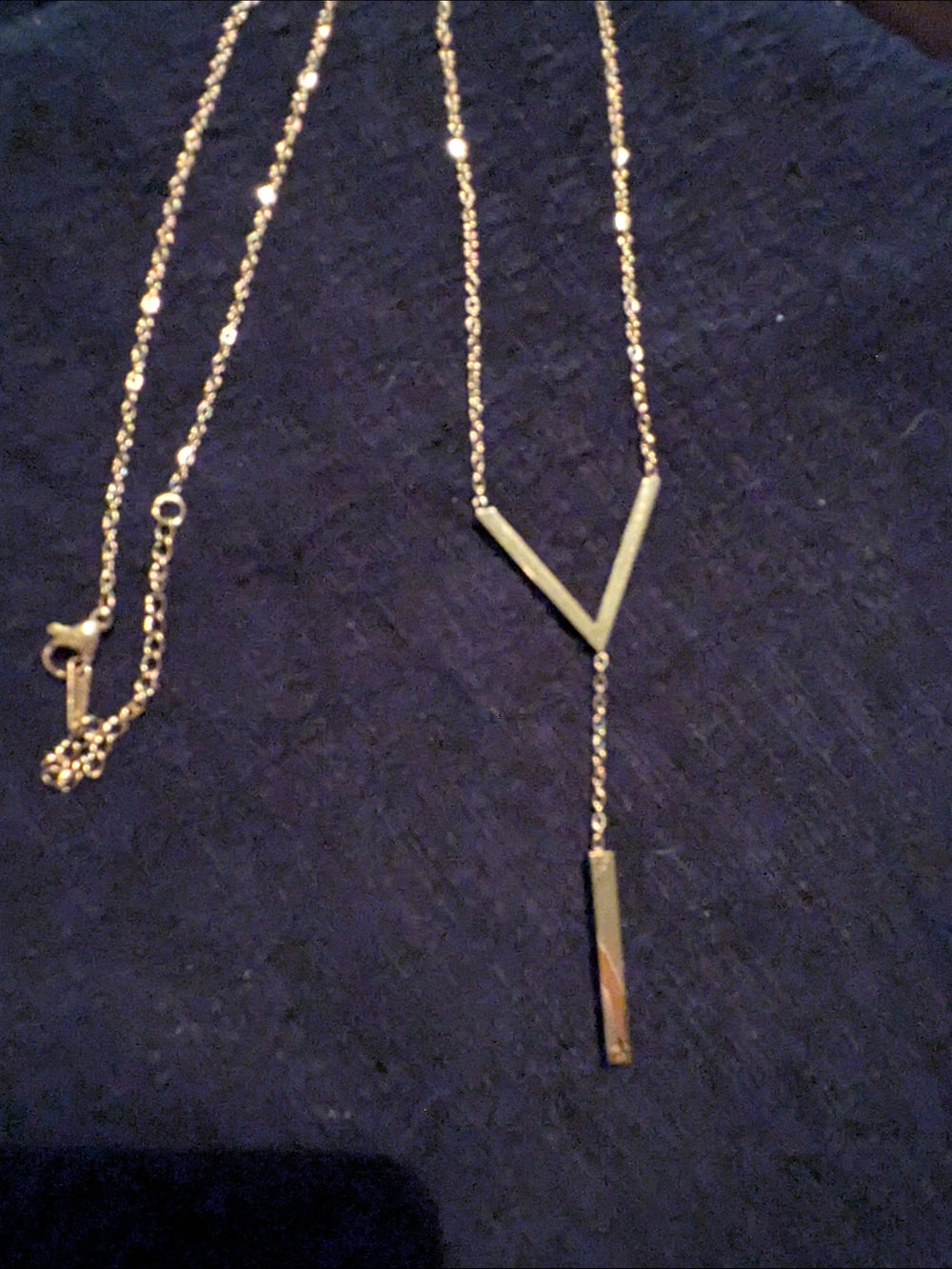 Gold V-Station Drop Pendant Necklace - Women Jewelry